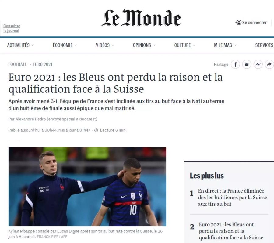 Die Franzosen haben gegen die Schweizer ihre Motivation verloren, findet «Le Monde».