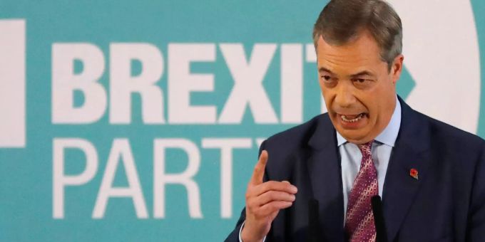 Nigel Farage ist Vorsitzender der Brexit-Partei. nigel Farage
