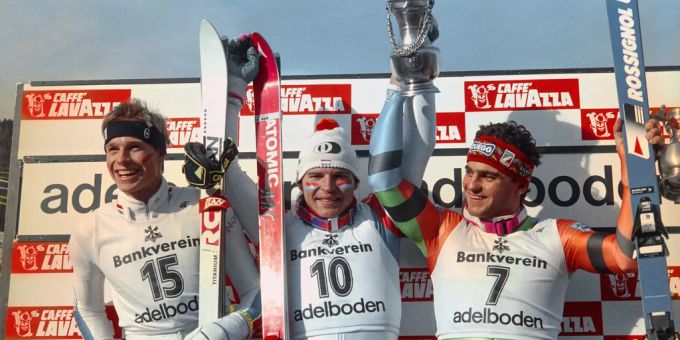 So sahen die Adelboden-Sieger 1989 aus – von links: Ole Furuseth (NOR), Marc Girardelli (LUX) und Alberto Tomba (ITA. Adelboden