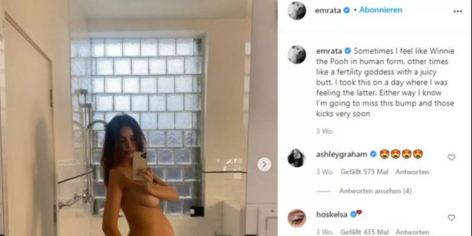 Emily Ratajkowski zeigt ihren Babybauch. Emily Ratajkowski
