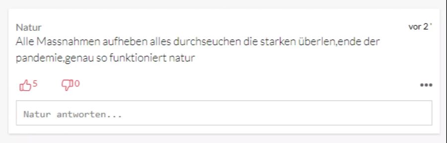 Dieser User fordet, dass alle Massnahmen aufgehoben werden.