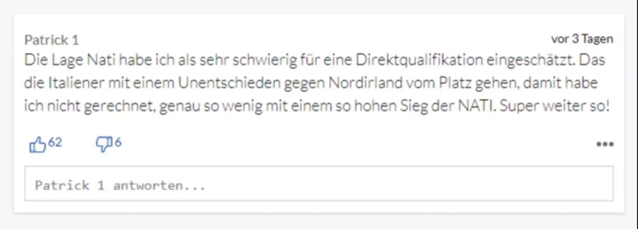 «Patrick 1» war von der Leistung der Schweizer Nati positiv überrascht.
