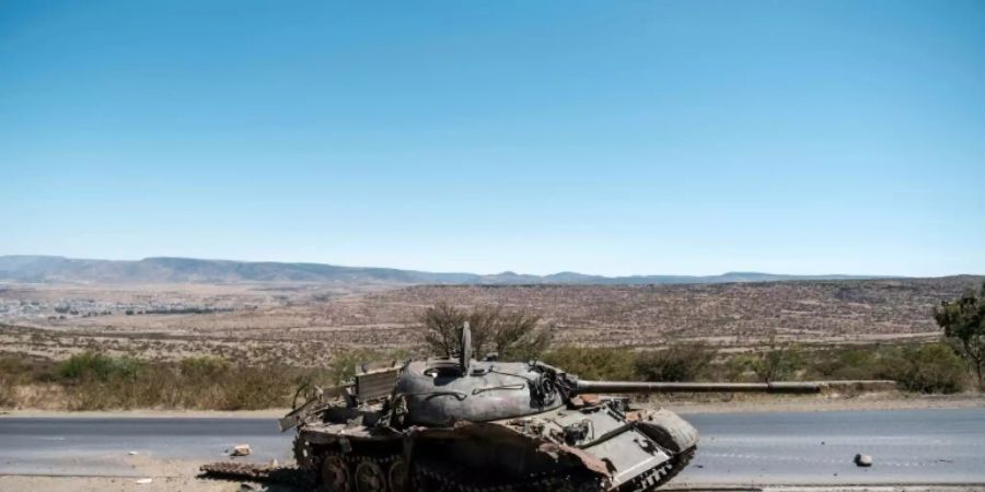 Zerstörter Panzer in der Region Tigray