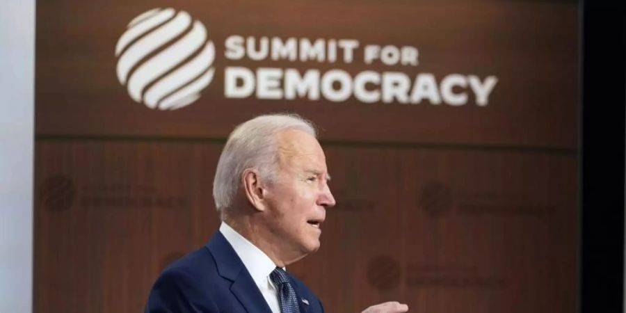 US-Präsident Joe Biden bei der Eröffnung des virtuellen «Gipfels für Demokratie». Foto: Susan Walsh/AP/dpa