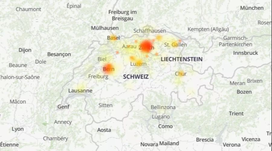 Besonders im Raum Zürich werden Störungen gemeldet.