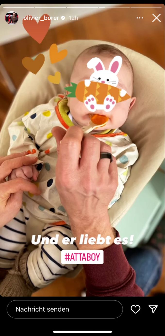 Der Sohn von Borer scheint die neue Nahrung zu mögen. SRF Olivier Borer