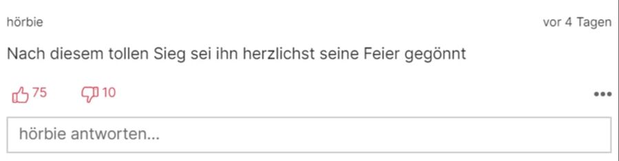 Dass er dann beschwipst beim SRF aufkreuzt, gönnt ihm dieser Leser.