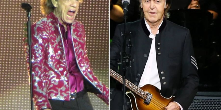 Rolling-Stones-Frontmann Mick Jagger (li.) und Beatles-Legende Paul McCartney standen offenbar gemeinsam im Tonstudio.