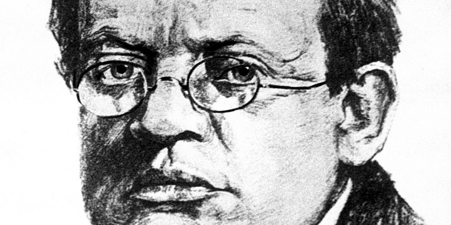 Der deutsche Komponist Max Reger nach einer Zeichnung von Heinrich Hübner um 1914.