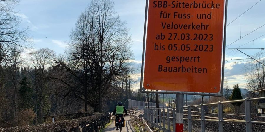 Die SBB-Sitterbrücke wird nochmals gesperrt