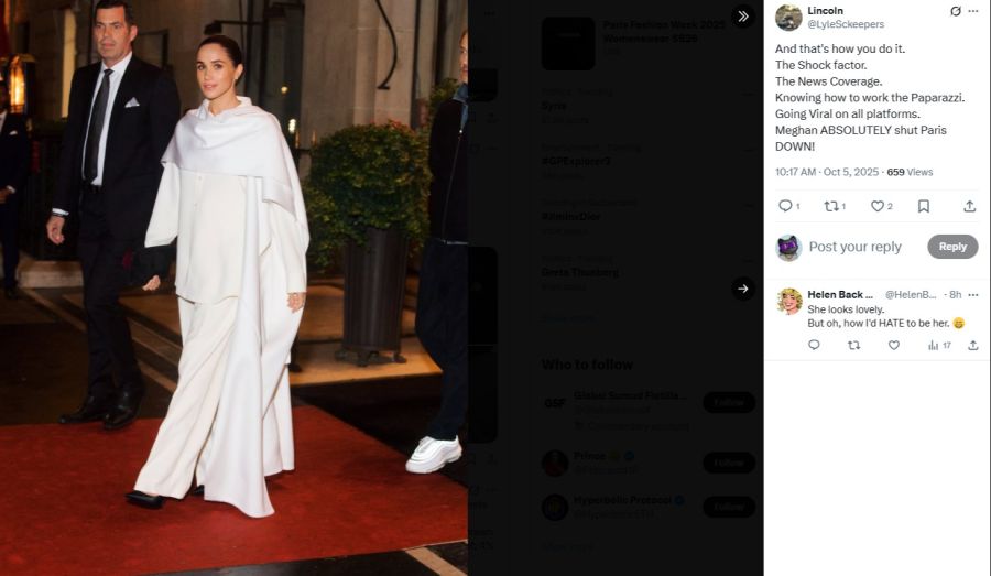 Die Herzogin von Sussex sorgte in Paris für viele Blicke.