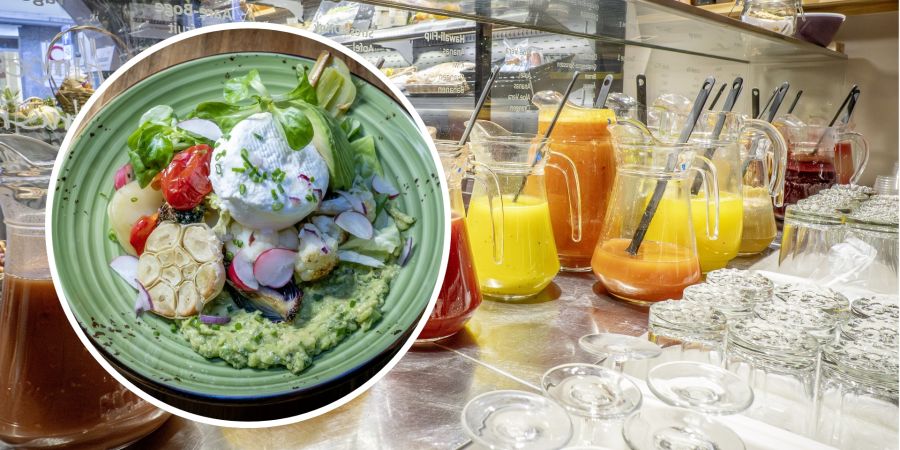 Saftbar Getrânketheke Menu Salat