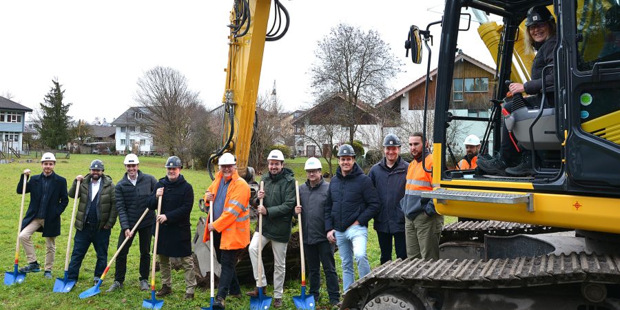 Spatenstich Bagger Gemeinde Repräsentanten