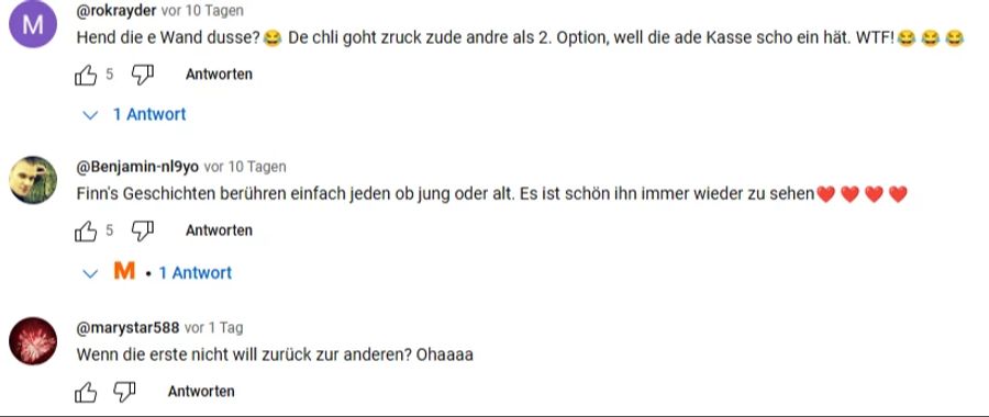 Der Finn-Film der Migros bekommt viele Kompliment, aber auch Kritik. «Hend die e Wand dusse?», so ein User. Ein anderer: «Wenn die Erste nicht will, zurück zur anderen?»