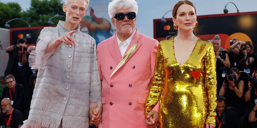 Tilda Swinton, Pedro Almodóvar und Julianne Moore.