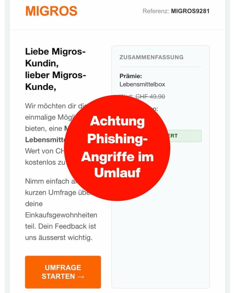 Auf Facebook warnt der orange Riese vor den «Phishing-Angriffen».