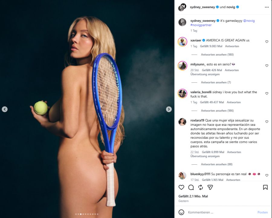 Sydney Sweeney posiert für einen Anbieter von Sportwetten komplett nackt.