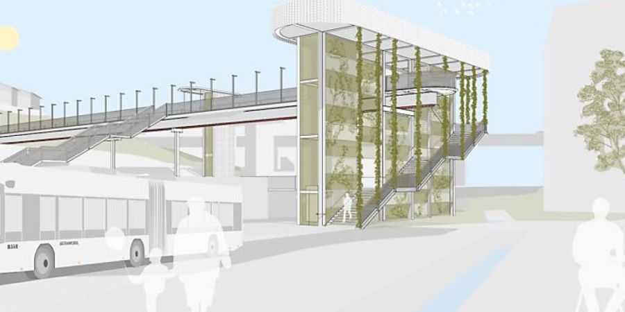 So soll die Passerelle Niederwangen dereinst aussehen. (Visualisierung)