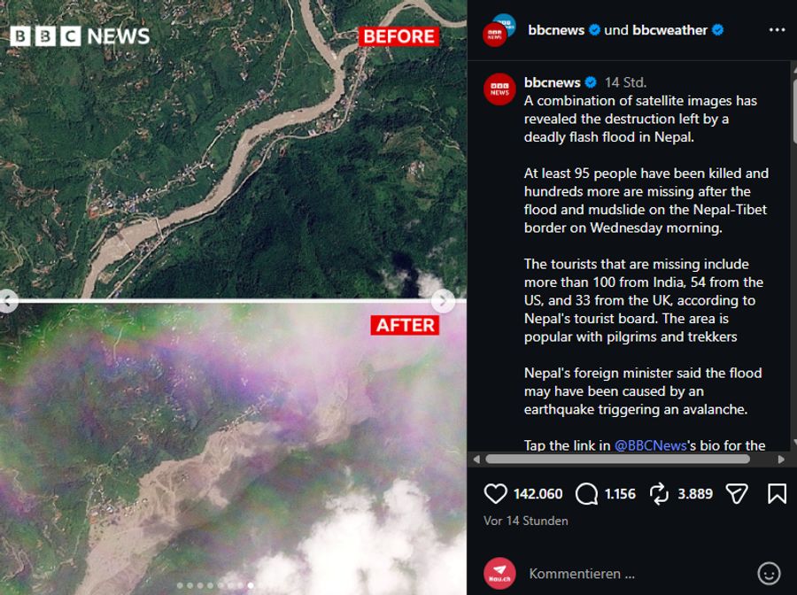 Satellitenbilder zeigen das ganze Ausmass der Katastrophe.