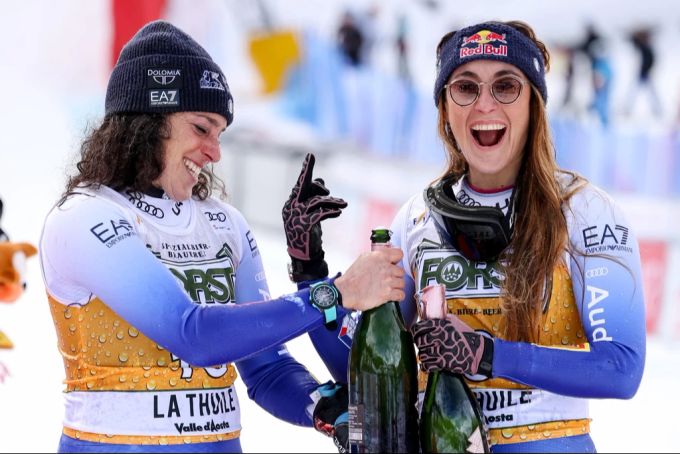Wie schon am Donnerstag stehen Federica Brignone und Sofia Goggia auf dem Super-G-Podest. Ski