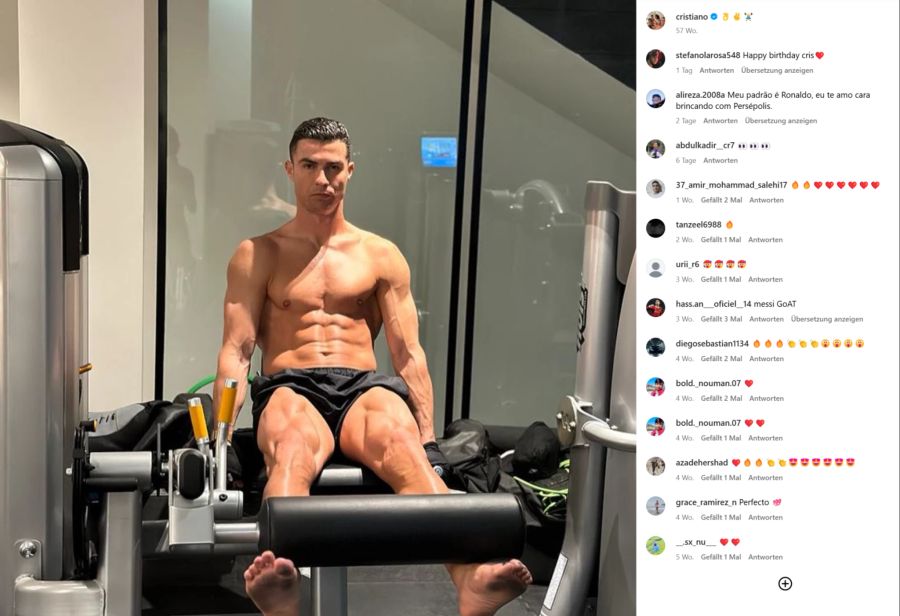 Um weiter fit zu bleiben setzt Ronaldo auf regelmässige Krafteinheiten.