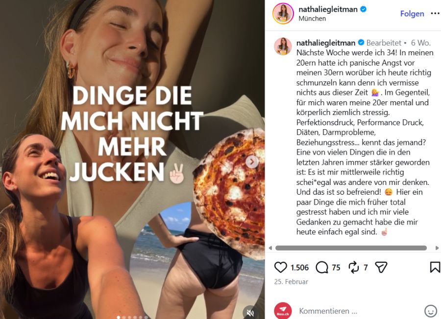 Content-Creatorin Nathalie Gleitmann teilt mit ihren Followern «Dinge, die sie nicht mehr jucken».