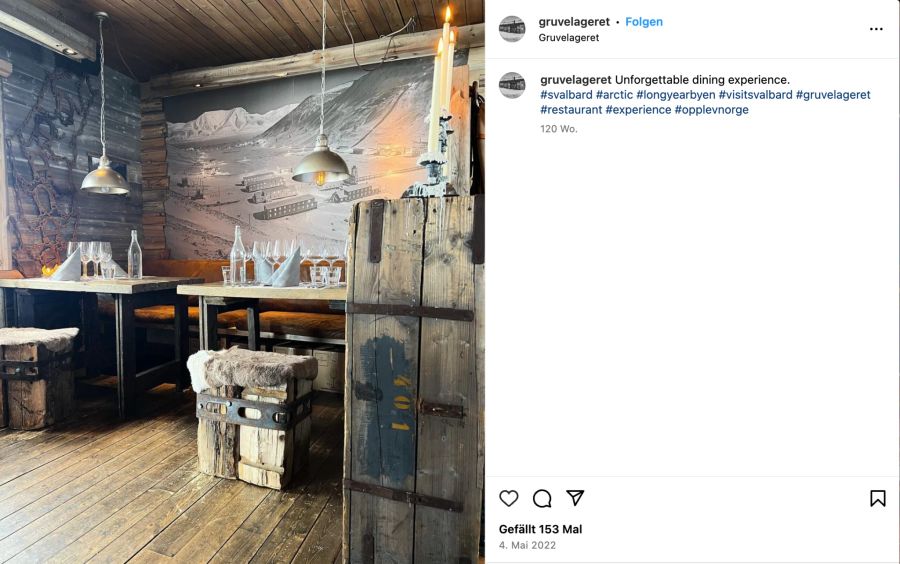 Restaurant «Gruvelageret», Instagram