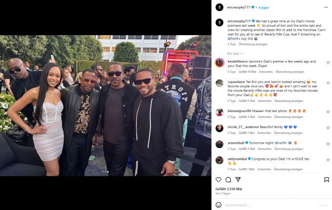 Von links: Jasmin Lawrence, Martin Lawrence, Eddie Murphy und Eric Murphy. eddie murphy
