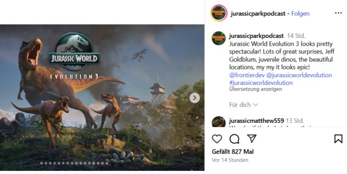 «Jurassic World Evolution 3» hat nun einen offiziellen Release-Termin. jurassic world evolution 3