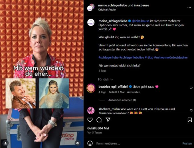 Inka Bause setzt konsequent auf Beatrice Egli. andrea berg inka bause