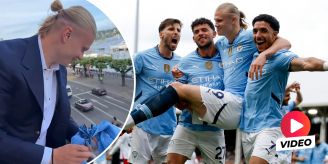 Vom Hotel-Balkon - Haaland beschenkt Schweizer Fan in Genf mit Trikot