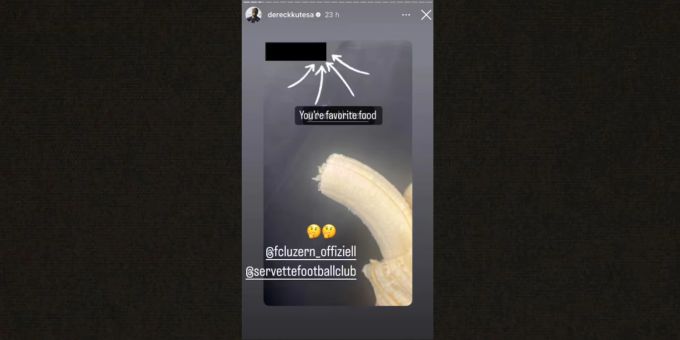 Dereck Kutesa teilt diese Instagram-Story eines Luzerner Anhängers. FC Luzern Dereck Kutesa