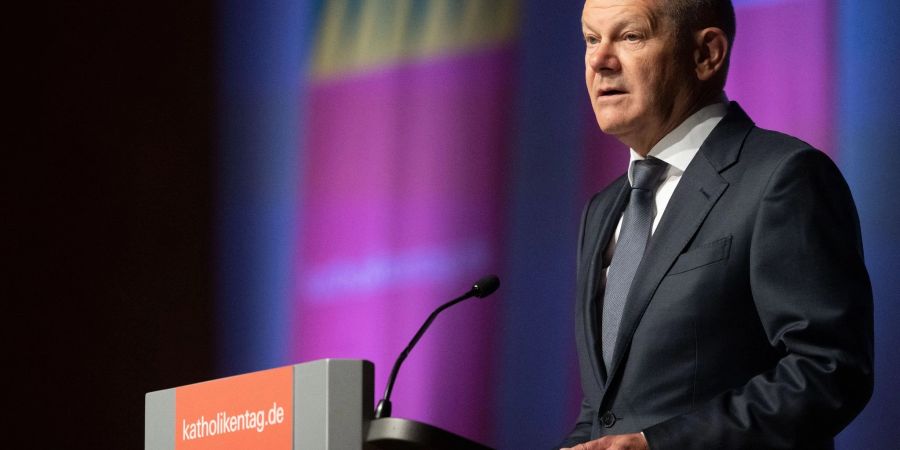 Bundeskanzler Olaf Scholz beim Katholikentag in Stuttgart.
