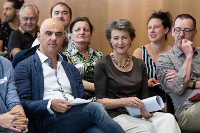 Bundesrätin Simonetta Sommaruga und Bundesrat Alain Berset an der Sommertagung der SP Schweiz in Biel. Simonetta Sommaruga