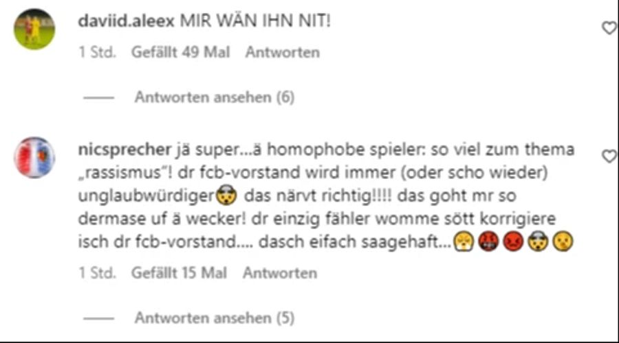 «Mir wän ihn nit» und «ein homophober Spieler», so das Urteil auch heute noch von vielen Fans.