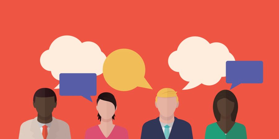 vektorgrafik, menschen reden miteinander