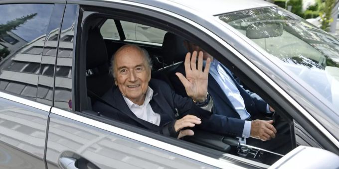 Der ehemalige FIFA-Präsident Joseph S. Blatter vor der Bundesanwaltschaft in Zürich, Schweiz, am Montag, 9. August 2021. Sepp Blatter