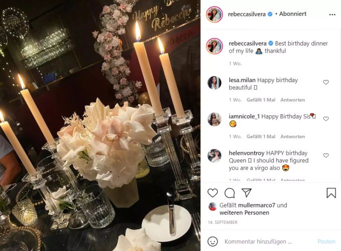 Am Geburtstag von Rebecca Silvera soll es den Antrag gegeben haben, heisst es. Rebecca Silvera