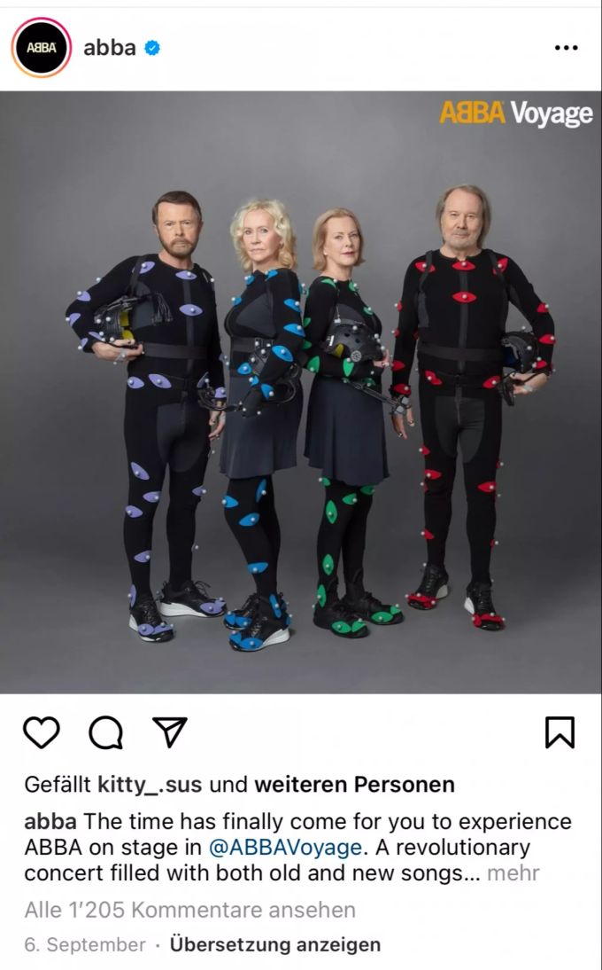 Instagram-Post der Kultband Abba. Die Schweden sollen bei der Eröffnung der WM 2022 auftreten. WM 2022 Abba Instagram
