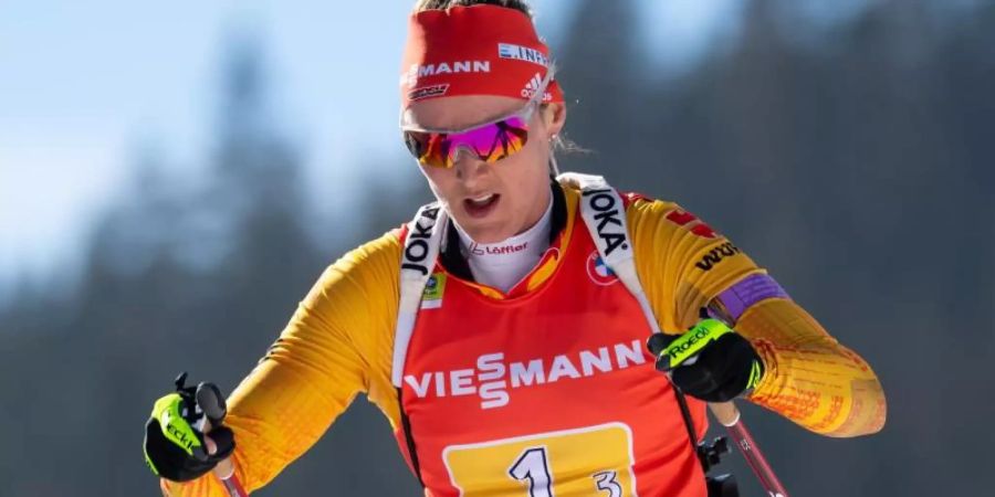 Schaut den Winterspielen in Peking entspannt entgegen: Biathletin Denise Herrmann. Foto: Sven Hoppe/dpa