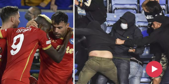 Nach Abpfiff - Fans von Leicester und Napoli gehen aufeinander los