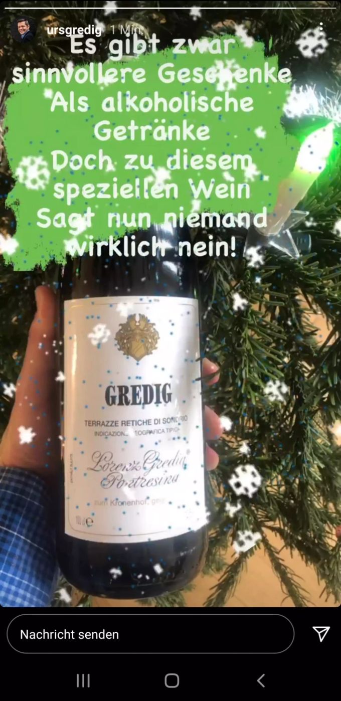 SRF-Mann Urs Gredig verschenkt an Weihnachten «Gredig»-Wein. Urs Gredig SRF