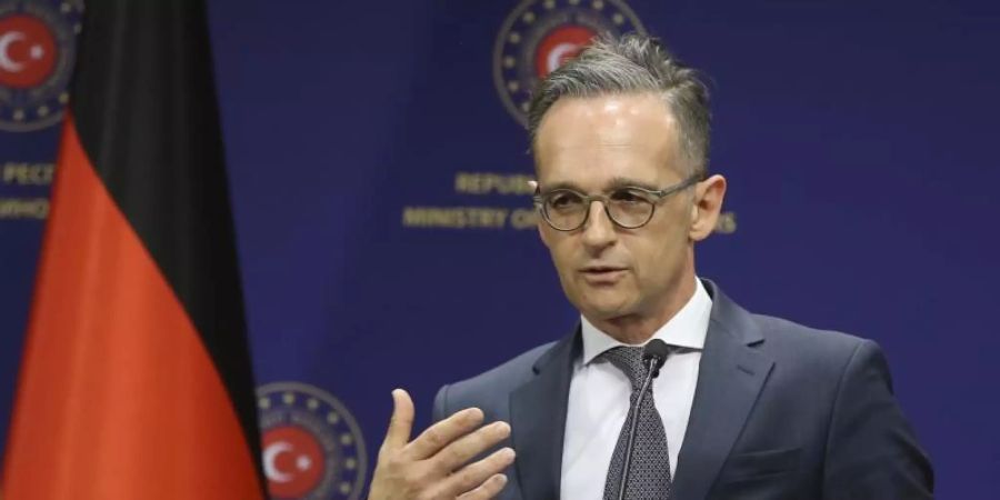 Aussenminister Heiko Maas bei einem Gespräch mit seinem türkischen Amtskollegen Cavusoglu im August. Foto: Fatih Aktas/Turkish Foreign Ministry/AP Pool/dpa