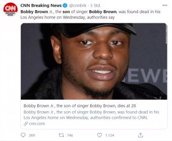 Sohn (†28) von Sänger Bobby Brown tot aufgefunden Nau.ch