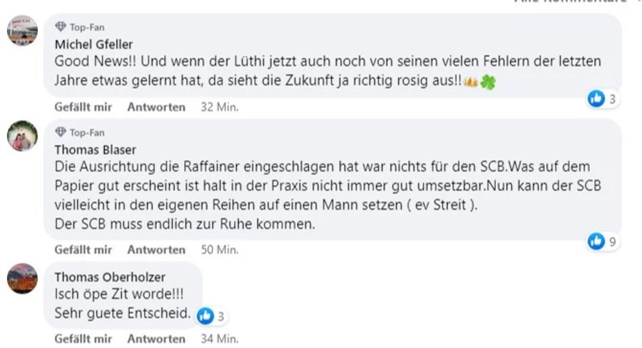 Viele Fans begrüssen den Entscheid der Raffaeiner-Entlassung.