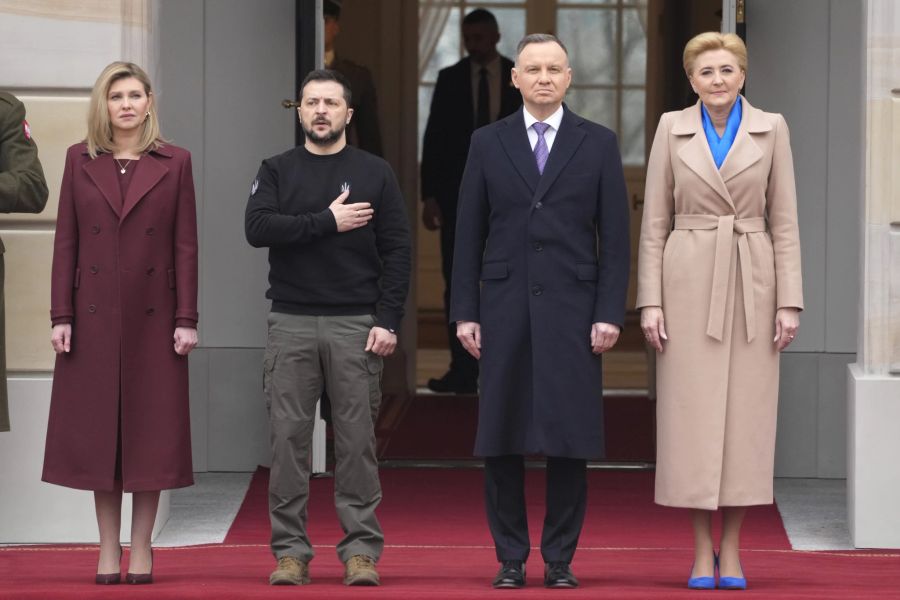 Das ukrainische Präsidentenpaar war am Mittwoch zu Besuch im Nachbarland Polen. (AP Photo/Czarek Sokolowski)