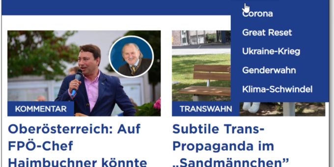 Ausschnitt aus der Website des Internet-TV-Senders "Auf1". Auf1 Fake News