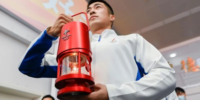 Olympische Flamme bei den Spielen in Peking Olympische Flamme bei den Spielen in Peking