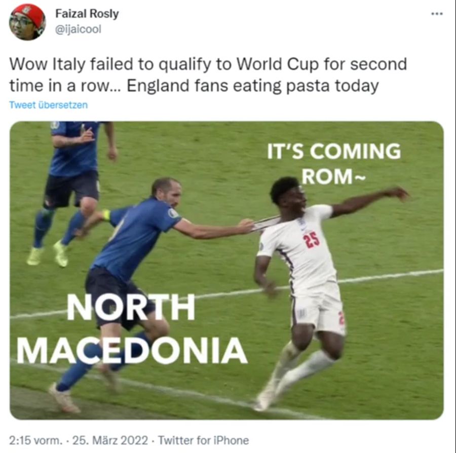 England-Fans machen sich im Netz über das Ausscheiden der Italiener lustig.