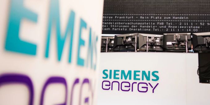 Das Logo von Siemens Energy ist in der Frankfurter Börse zu sehen. Siemens Energy